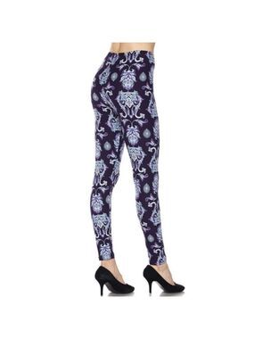 LEGGINGS DEPOT PURPLE Multi Color Floral Print Full length Leggings Size 10 NWT